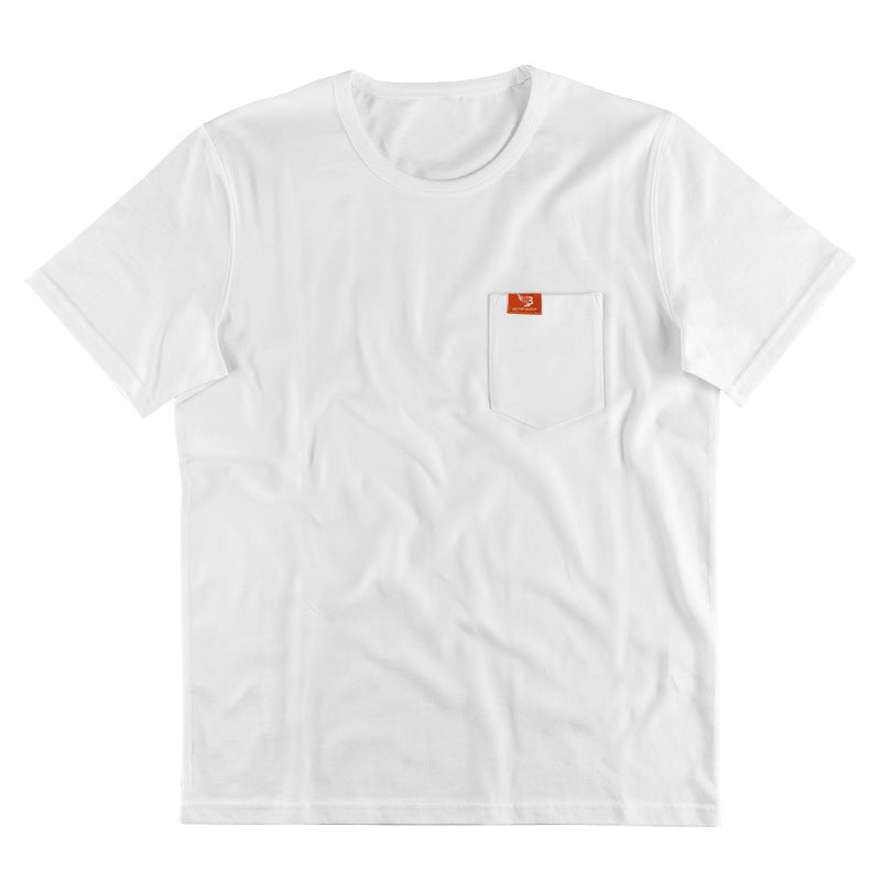 Herren nan klassisches Rundhals-T-Shirt mit Brusttasche und verstärktem Saum Drune