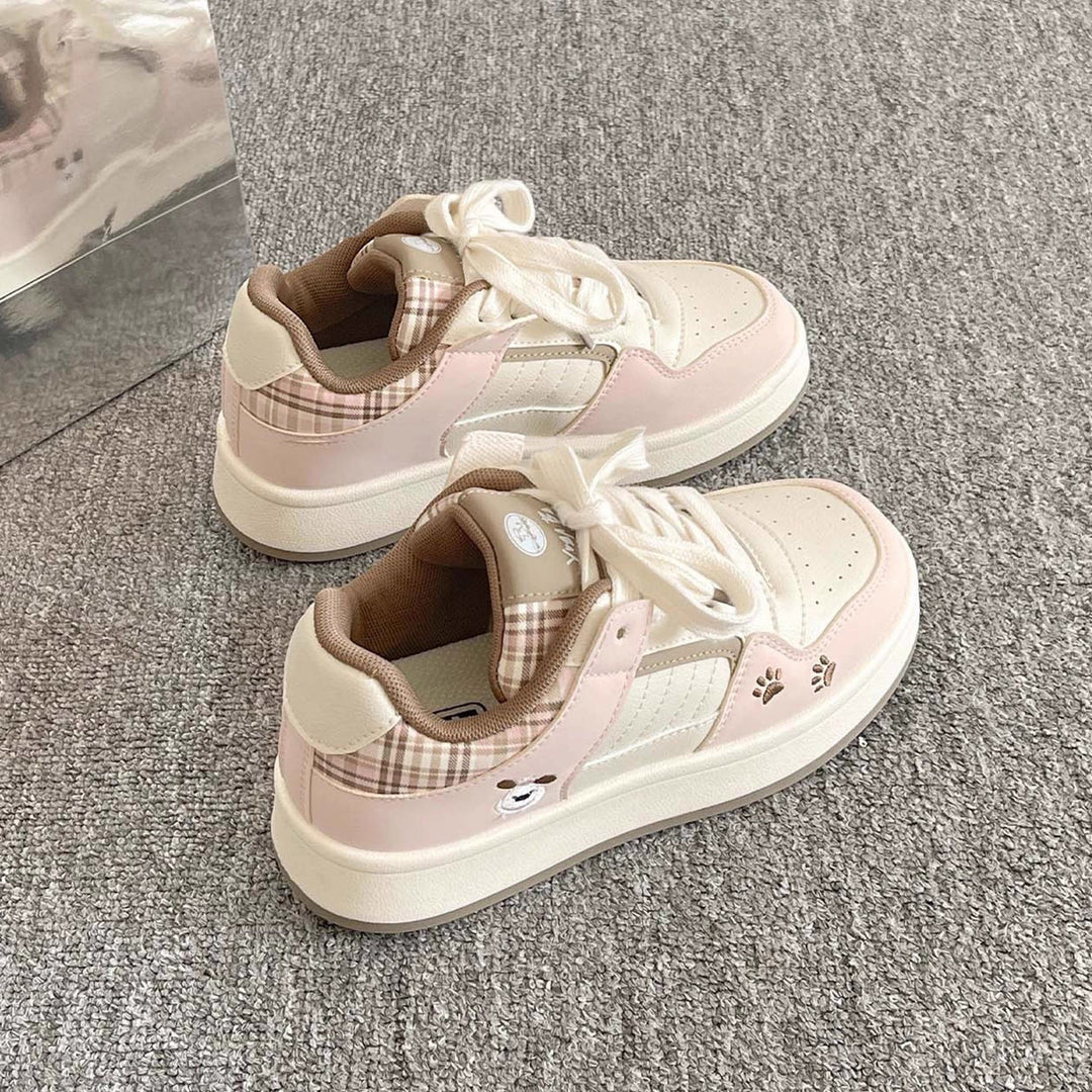 Damen Sneakers im verspielten Karo-Look mit Tiermotiven und bequemer Dämpfung Drune