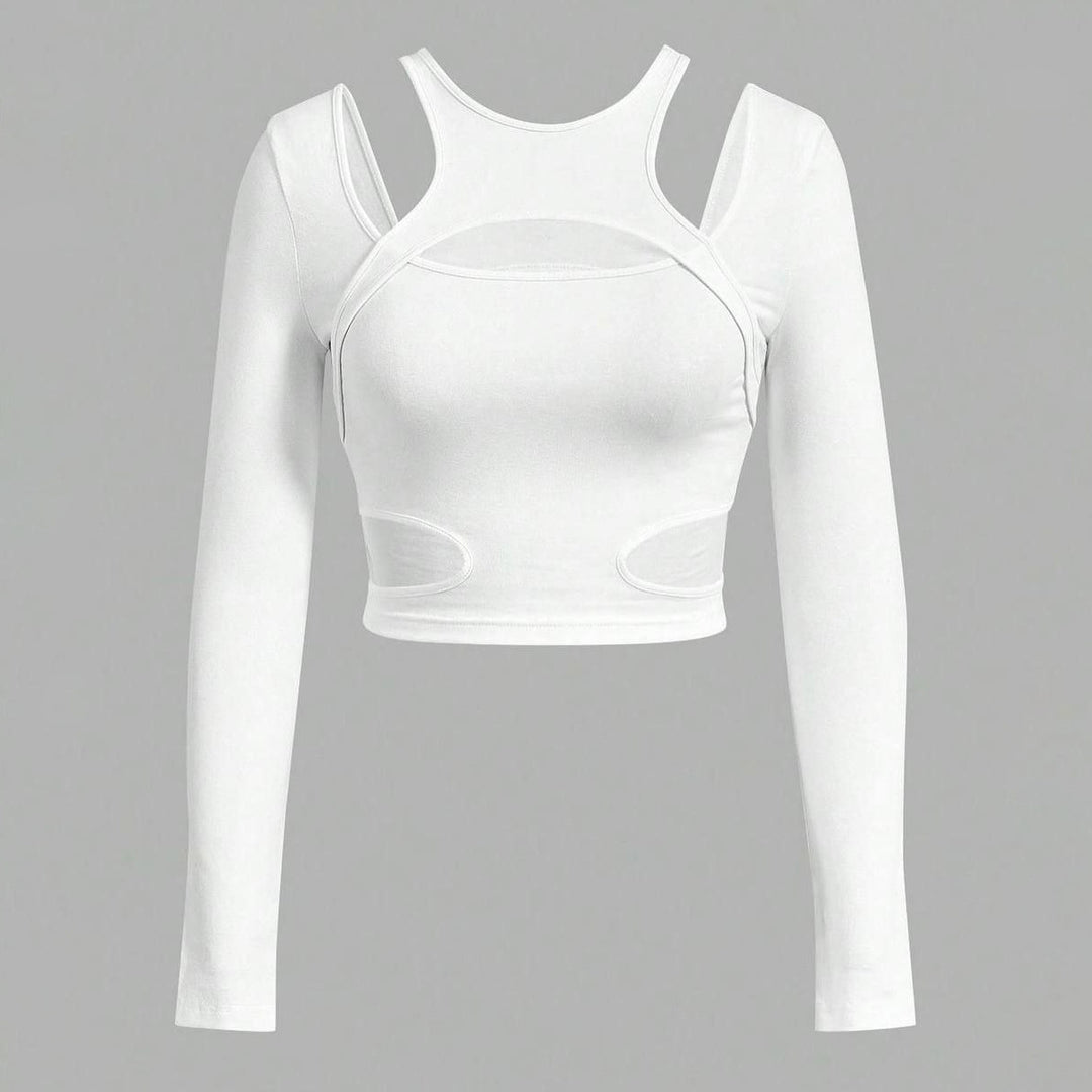 Damen Trendiges Cut-Out Langarmoberteil Drune