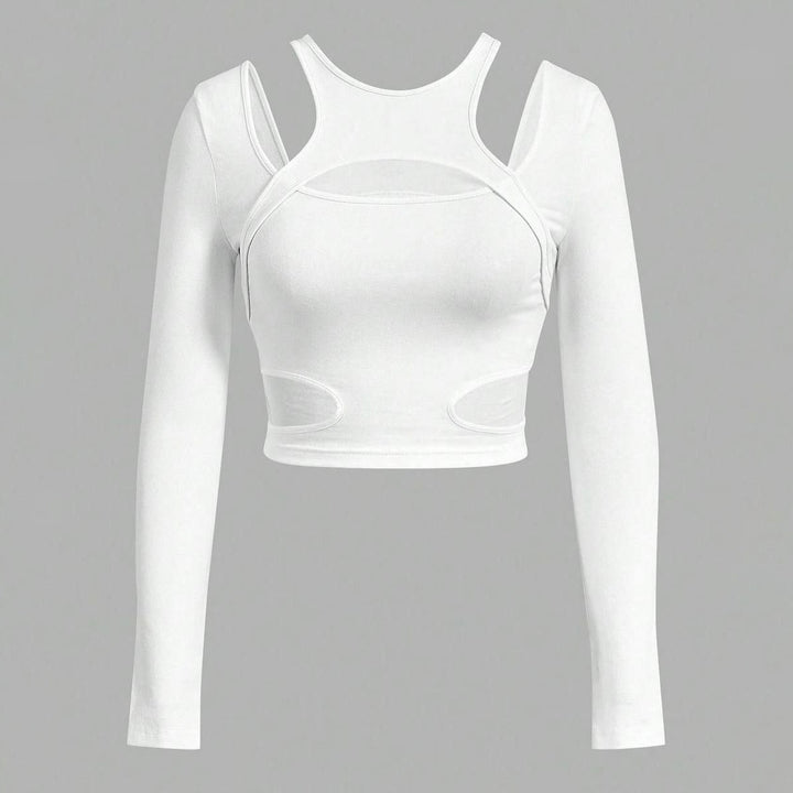 Damen Trendiges Cut-Out Langarmoberteil Drune