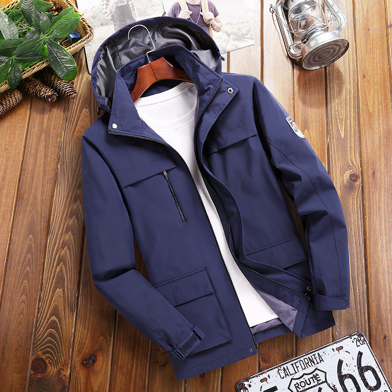 Herren Trendige Outdoor-Jacke mit abnehmbarer Kapuze Drune