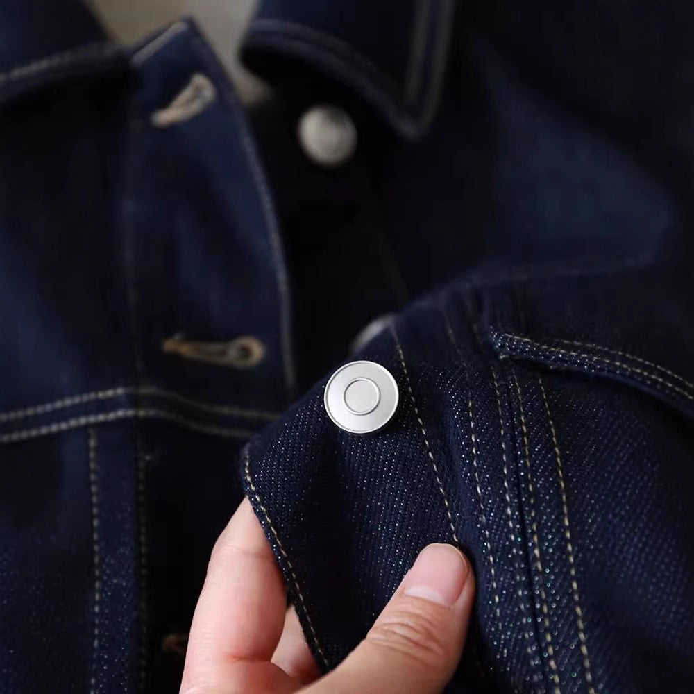 Damen modische Denimjacke mit dekorativen Taschen und durchgehendem Knopfverschluss Drune
