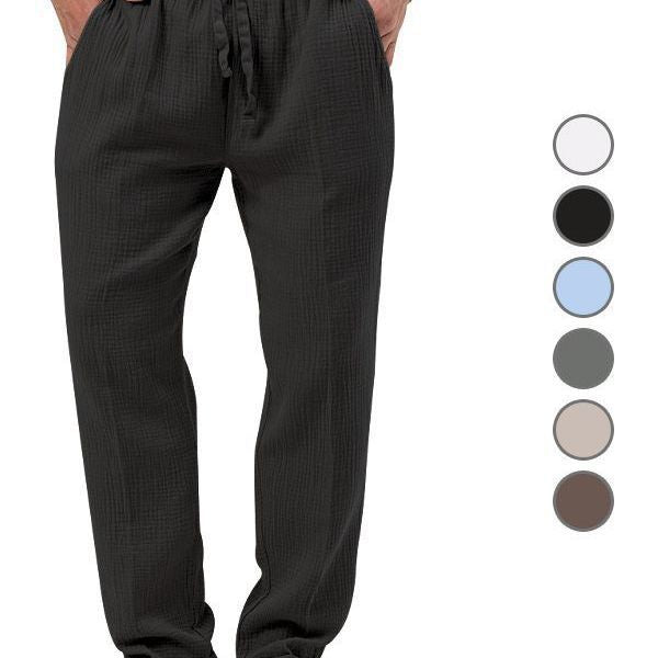 Herren nan lässige Leinen-Relaxhose mit elastischem Tunnelzugbund und praktischen Seitentaschen Drune