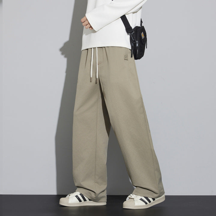 Herren Weite Relaxed‑Fit Stoffhose mit Tunnelzug & Bügelfalte Drune