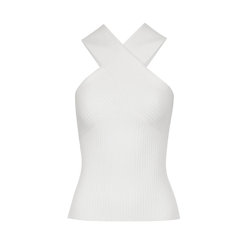 Damen Stricktop mit künstlerischem Kreuz-Träger Design Drune