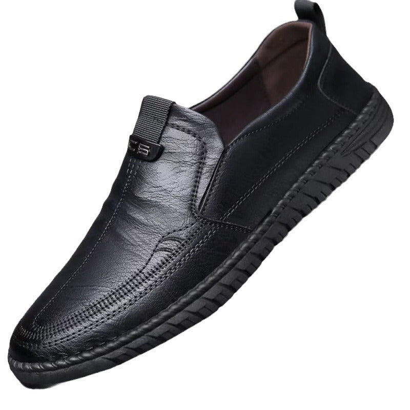 Herren Eleganter Lederimitat-Slipper mit handgenähter Perimeternaht und flexibler Profilsohle Drune