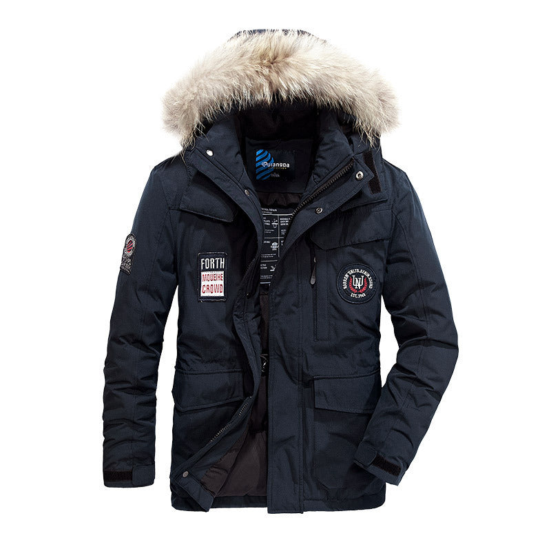 Herren Winterparka mit abnehmbarer Kapuze und Kunstfellbesatz wasserabweisend multifunktionale Taschen Drune