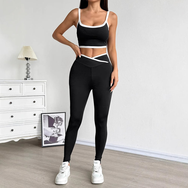 Damen Sportliches Set mit engem Oberteil und hoch geschnittenen Leggings Drune