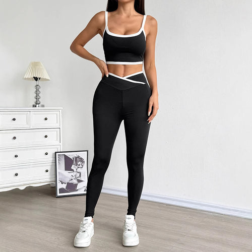 Damen Sportliches Set mit engem Oberteil und hoch geschnittenen Leggings Drune