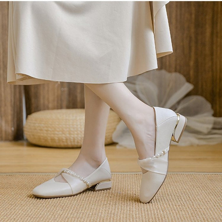 Damen elegante Ballerinas mit modischem Riemendesign und funkelnden Strassdetails Drune