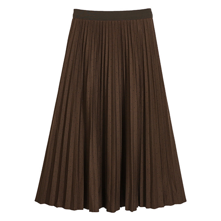 Damen nan plissierter Midirock mit Smokbund und feiner Punktstruktur Drune