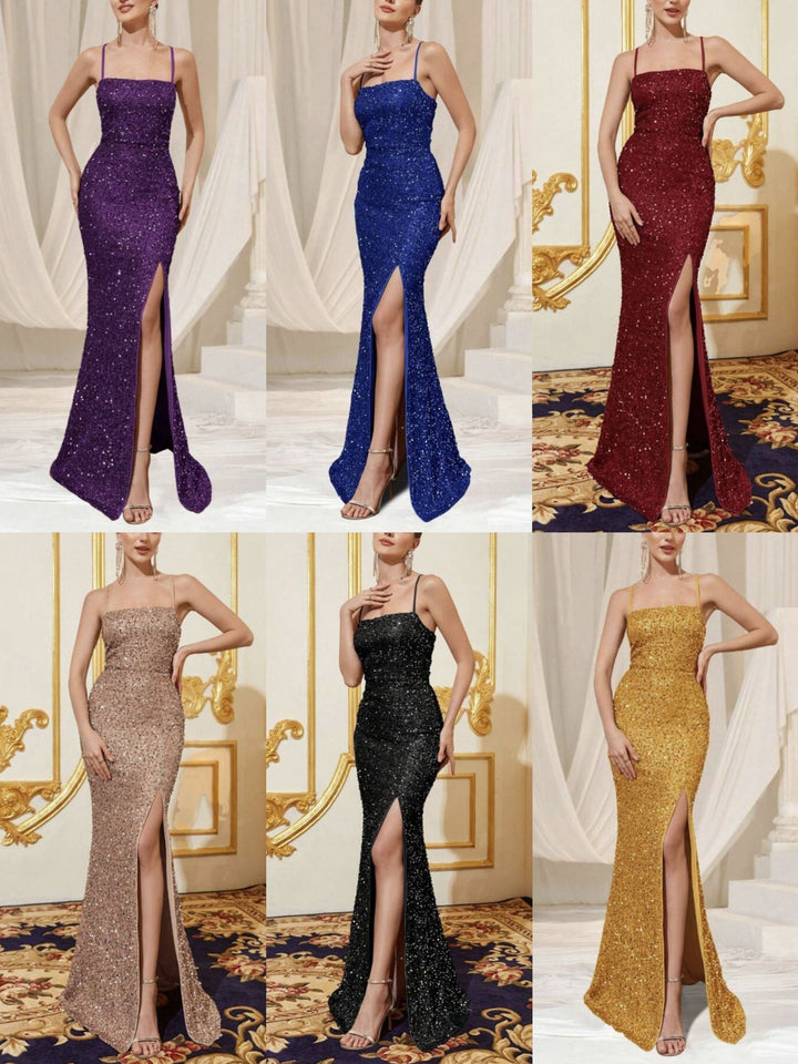 Damen Glitzerndes Abendkleid mit schmalem Schnitt und glamourösem Bustier-Oberteil Drune