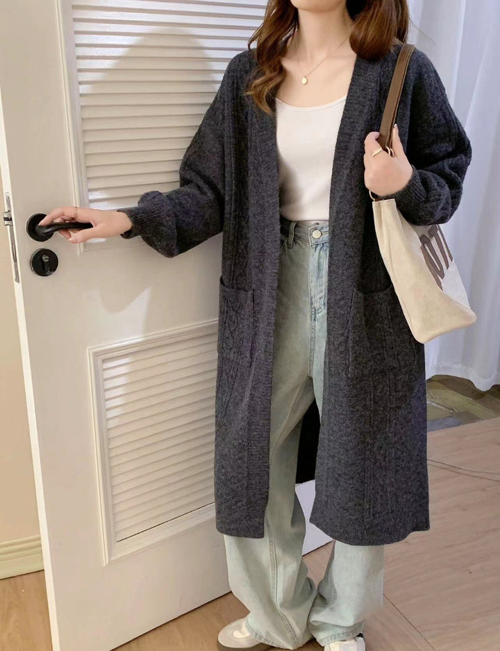 Damen Kuschelige Strickjacke mit Kabelmuster Drune