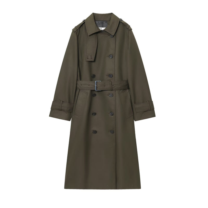 Damen 50+ klassischer Trenchcoat mit Doppelreihe, Taillengürtel und Schulterriegel Drune