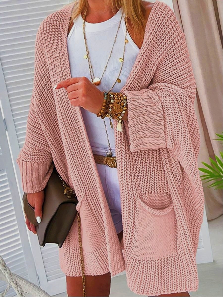 Damen Grobstrick-Cardigan mit offenen Taschen und legerem Schnitt Drune
