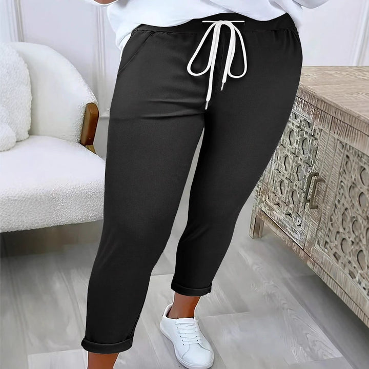 Damen Schmale Jogginghose mit hohem Komfortbund, Kordelzug und schmalem Knöchelabschluss Drune
