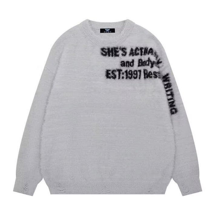 Damen Lässiger Oversized Pullover mit grafischem Print Drune