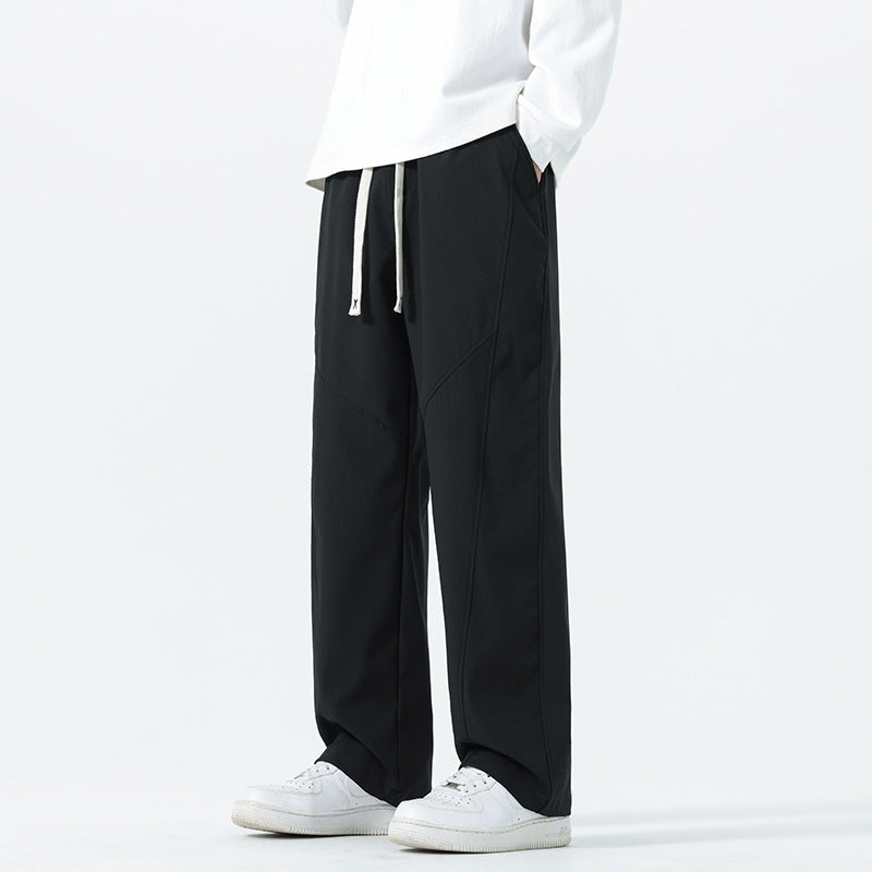 Herren Weite Relaxed‑Fit Freizeithose mit Tunnelzugbund und Teilungsnähten Drune