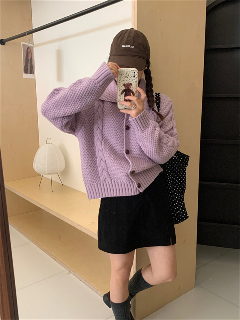 Damen gestrickte Oversized-Jacke mit Zopf- und Strukturdesign Drune
