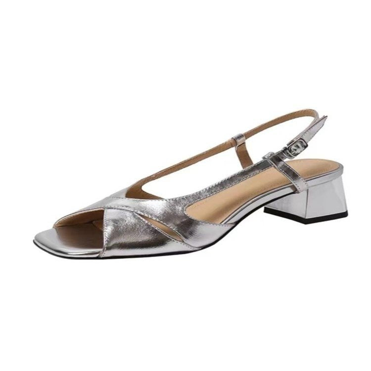 Damen Slingback Sandalen mit modischem Kreuzband-Design und komfortablem Blockabsatz Drune