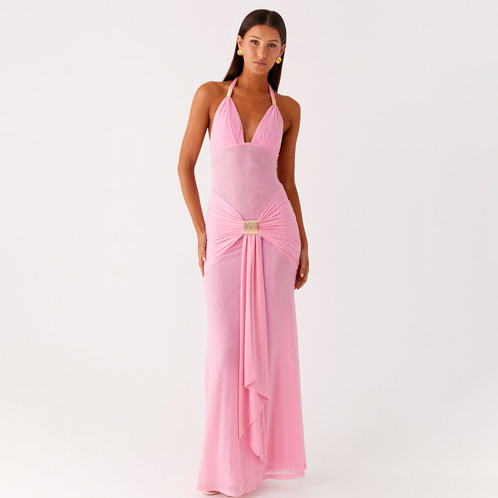 Damen Elegantes Wickelkleid mit funkelndem Akzent Drune