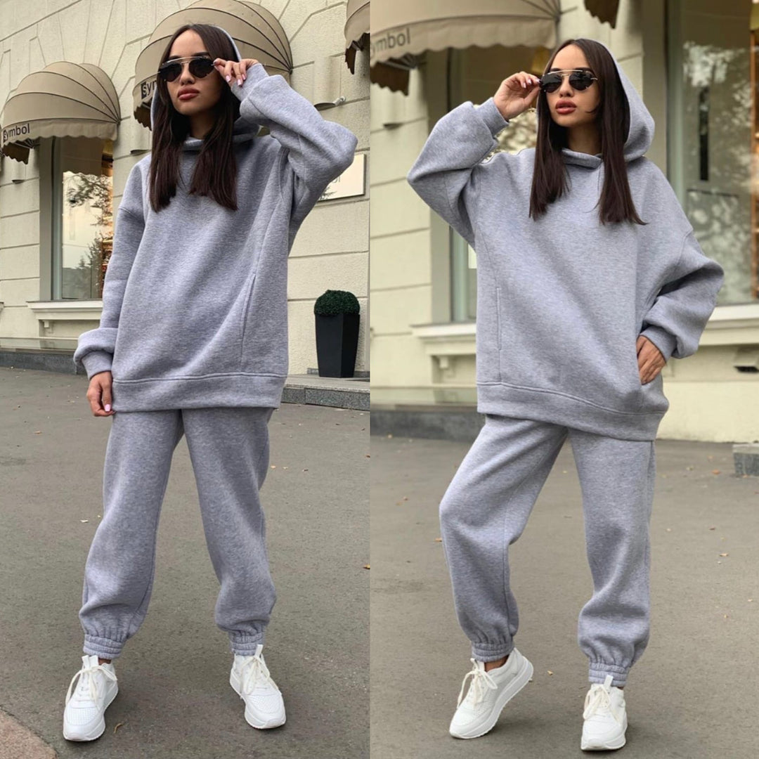 Damen Sportliches Hoodie- und Jogginghosen-Set im lässigen Design mit Kapuze Drune