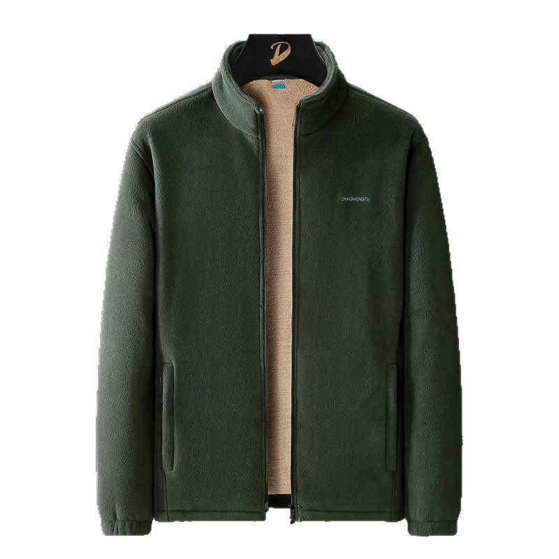 Herren Thermo-Fleecejacke mit Teddy-Innenfutter, verdecktem Reißverschluss und Stehkragen Drune