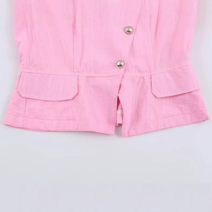 Damen Kurzjacke mit asymmetrischer Knopfleiste, Stehkragen und Zier‑Taschen Drune