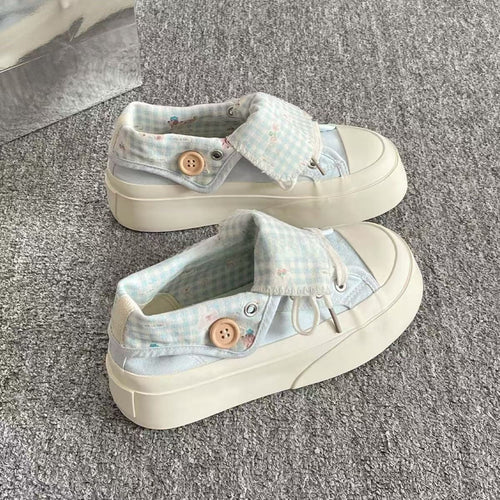 Damen Plattform-Sneaker mit floralem Innenfutter und gemütlichem Kragen Drune