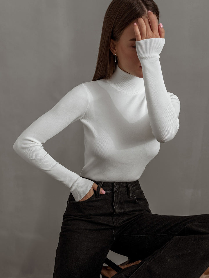 Damen Modischer Rollkragenpullover aus weicher Baumwolle Drune