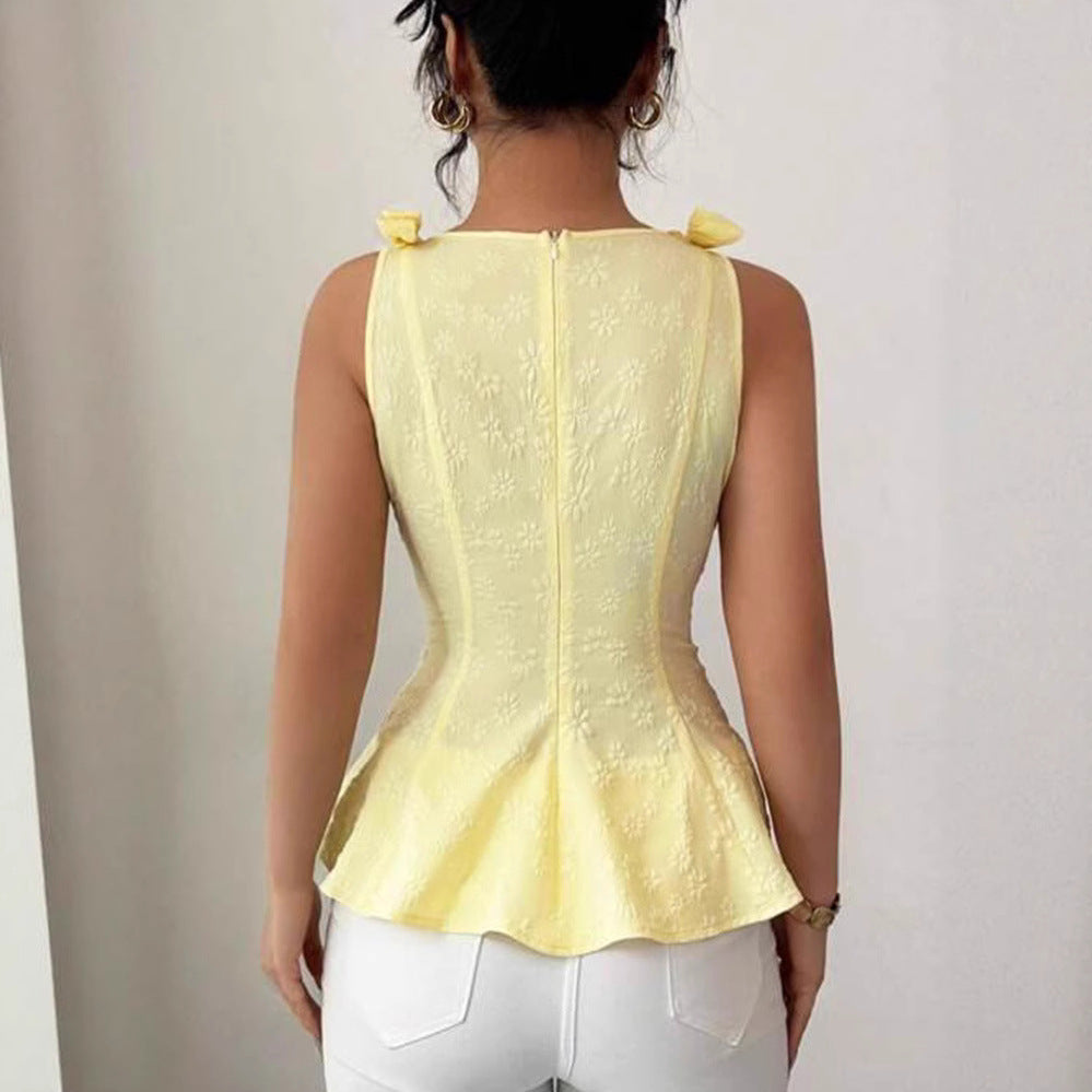 Damen Peplum-Top mit floralen Details Drune