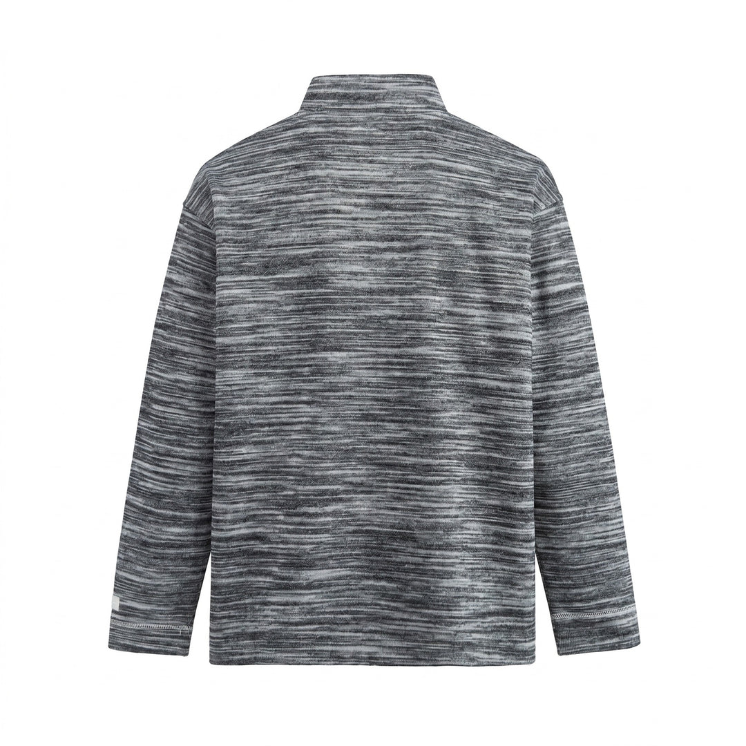 Herren Strukturierter Henley-Strickpullover mit Stehkragen und Melange-Struktur Drune
