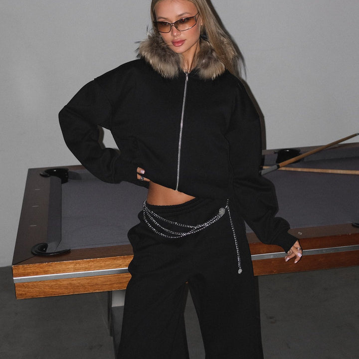 Damen lässige Oversize-Jacke mit durchgehendem Reißverschluss und praktischen Taschen