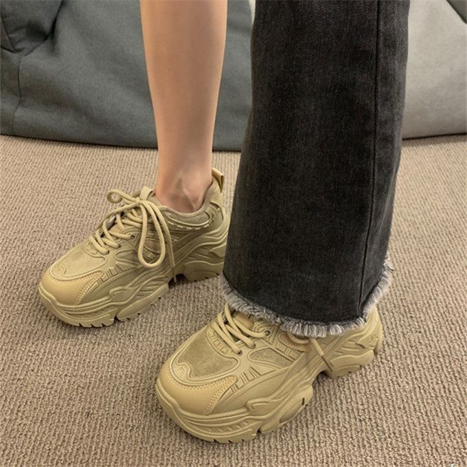 Damen Chunky Sneakers mit atmungsaktiver Mesh-Oberfläche und gepolsterter Sohle Drune