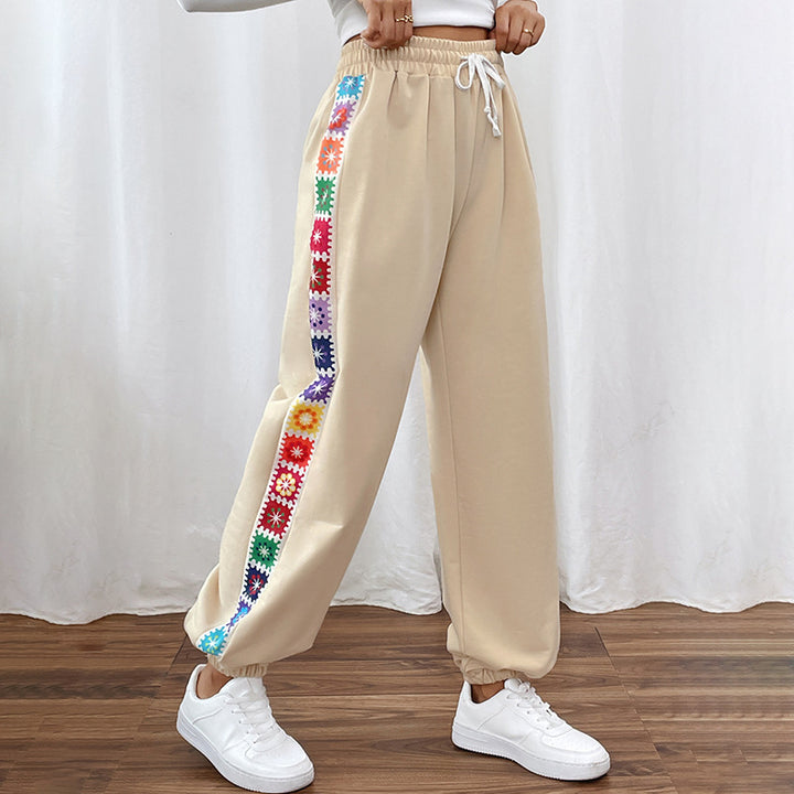 Damen Jogginghose mit buntem Seitenmuster Drune