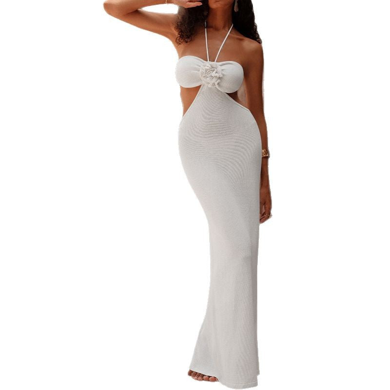 Damen Elegantes Maxikleid mit innovativem Ausschnitt und floralem Detail Drune