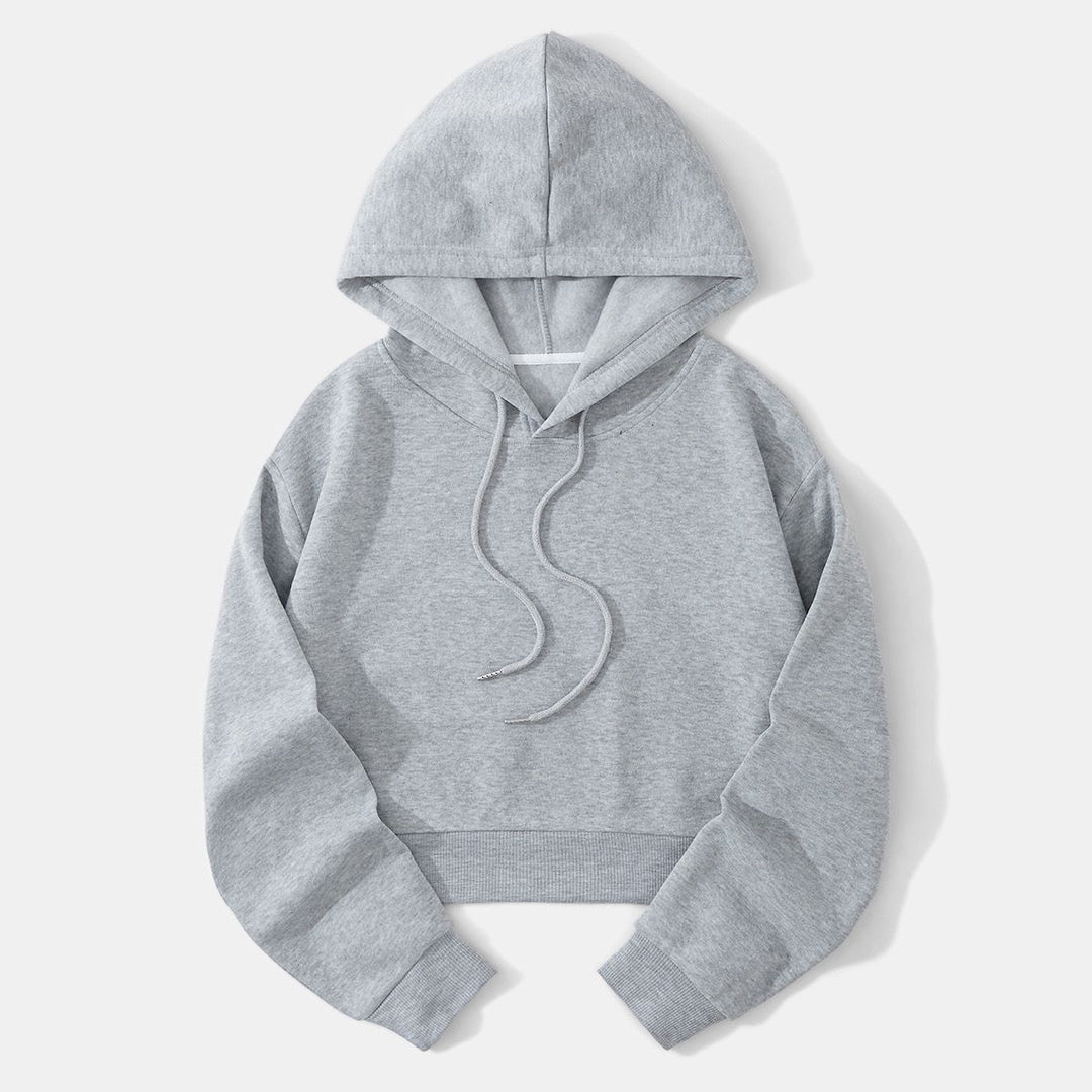 Damen nan cropped Kapuzenpullover mit weichem Fleece‑Innenfutter und elastischem Rippbund Drune