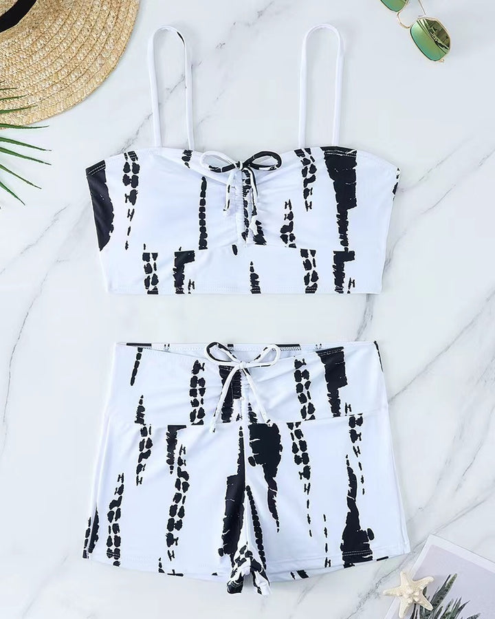Damen Bikini mit floralem Rüschendesign und verstellbaren Trägern Drune