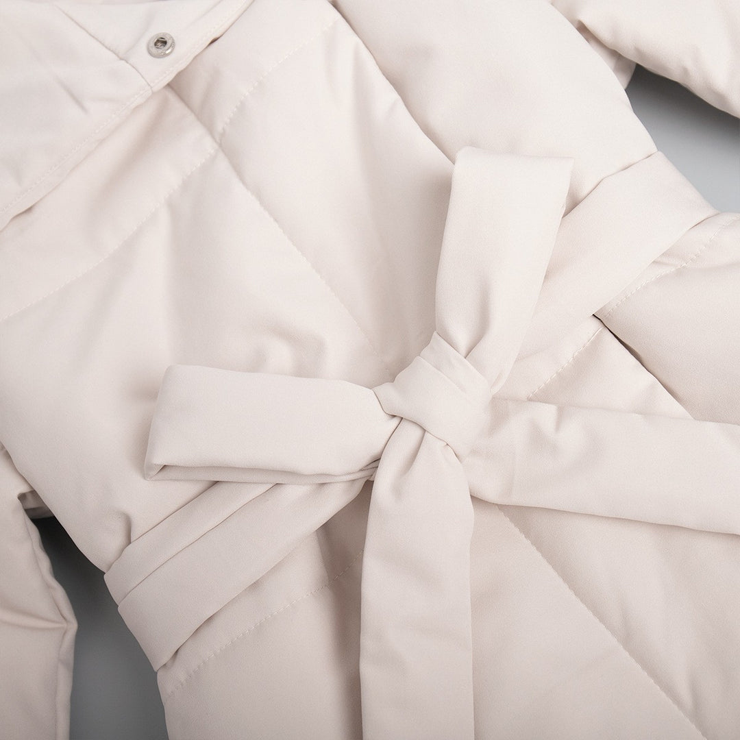 Damen Gefütterter Langmantel mit breitem Revers und Taillengürtel Drune