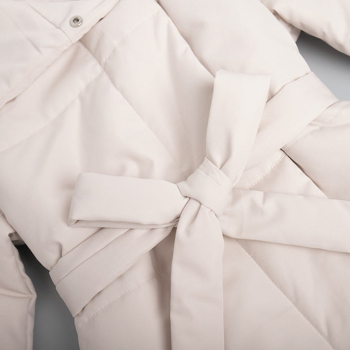 Damen Gefütterter Langmantel mit breitem Revers und Taillengürtel Drune