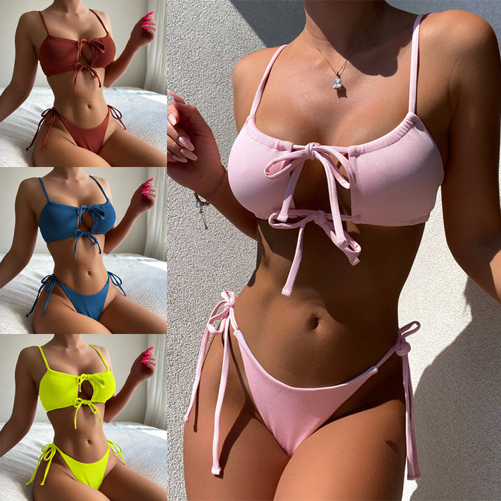 Damen Sportlicher Bikini mit verstellbaren Bindebändern Drune
