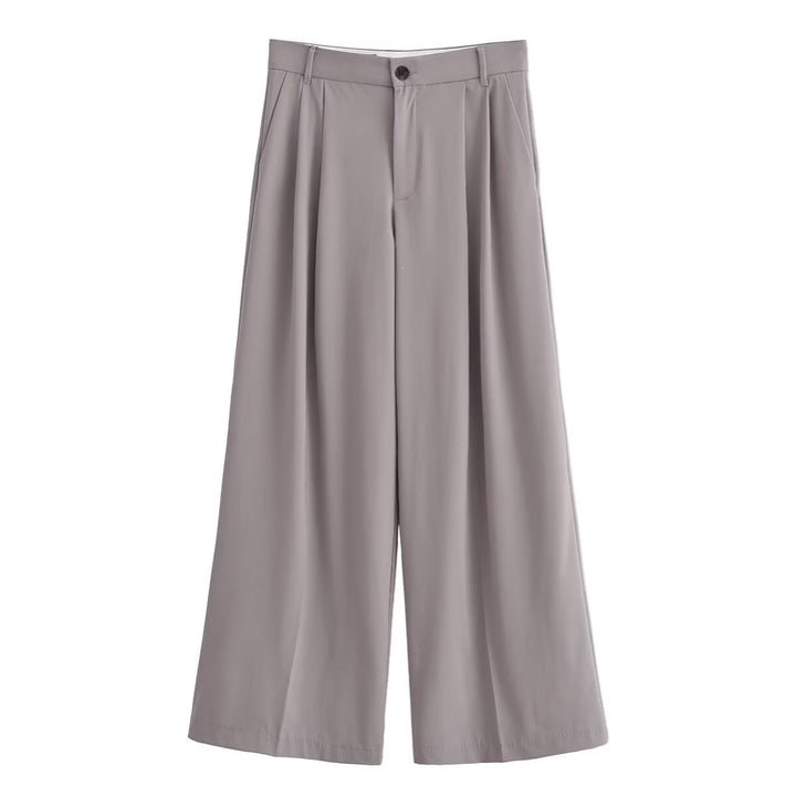 Damen elegante weite Hosen mit hoher Taille und Faltenwurf Drune