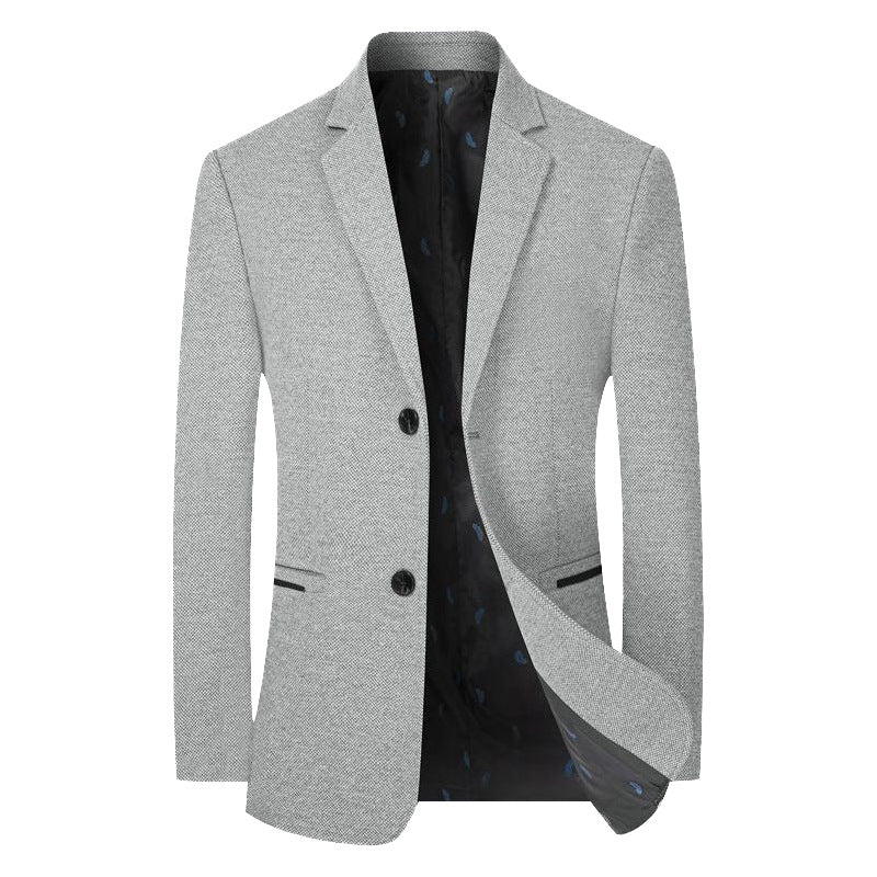 Herren Sakko Slim-Fit aus strukturierter Wollmischung mit kontrastiertem Innenfutter Drune
