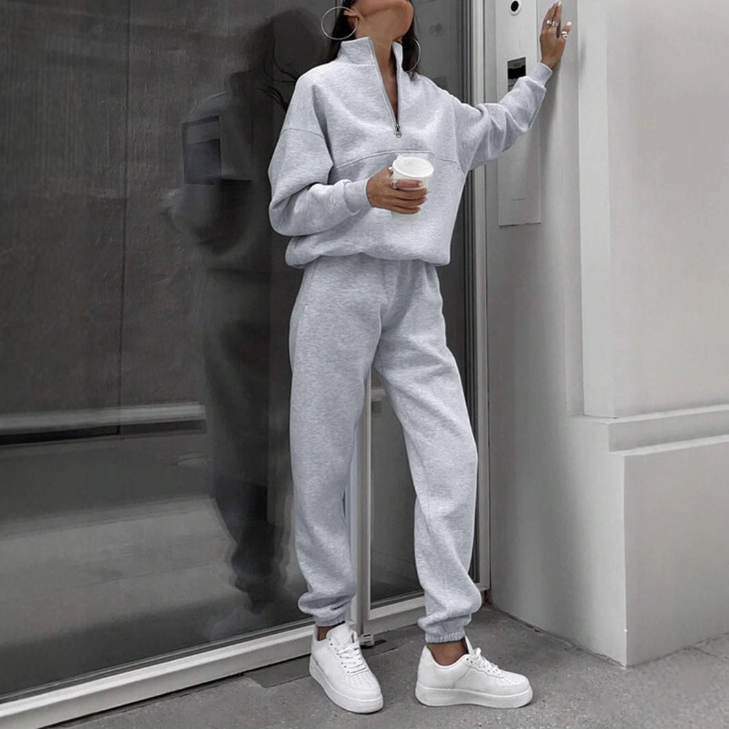 Damen nan weiches Lounge-Set mit weitem Sweatpullover und taillenhoher Jogginghose Drune
