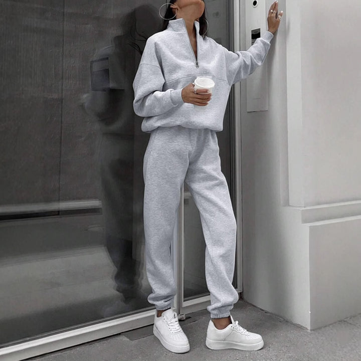 Damen nan weiches Lounge-Set mit weitem Sweatpullover und taillenhoher Jogginghose Drune