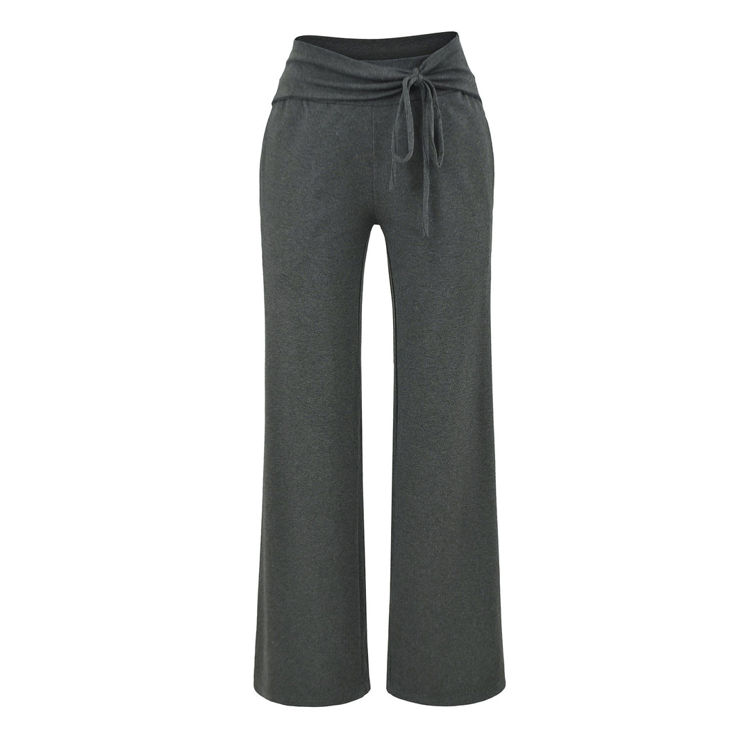 Damen Weite Jersey-Loungehose mit Umschlagbund und Tunnelzug Drune
