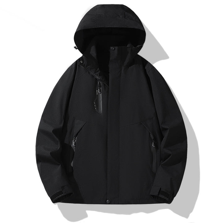 Herren Softshell-Windjacke mit Kapuze, wasserdichten Reißverschlüssen und verstellbarem Saum Drune