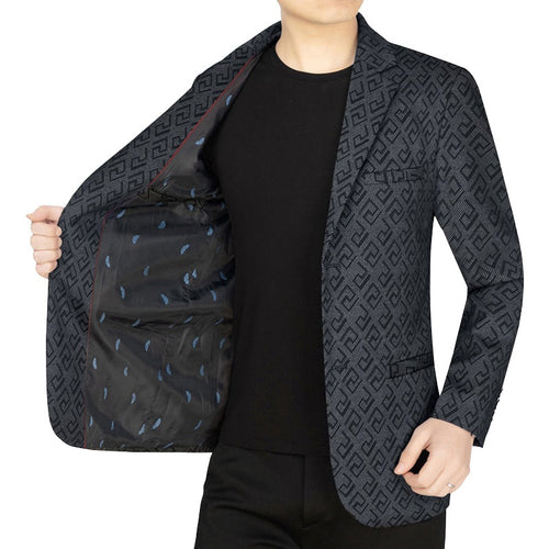 Herren Jacquard-Sakko mit geometrischer Struktur und teilgefüttertem Innenfutter Drune
