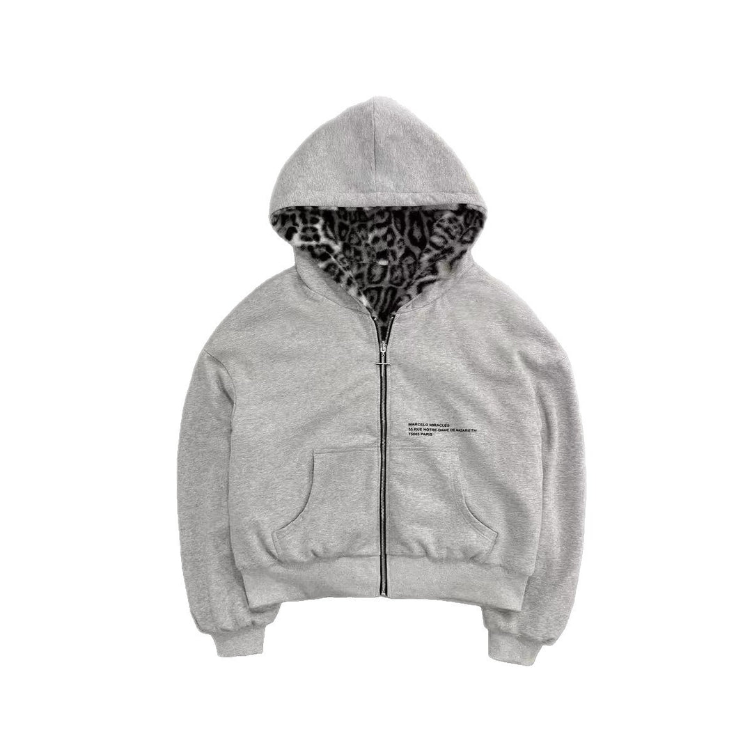 Unisex nan gefütterte Kapuzenjacke kurz geschnitten mit Kreuz-Reißverschluss Drune