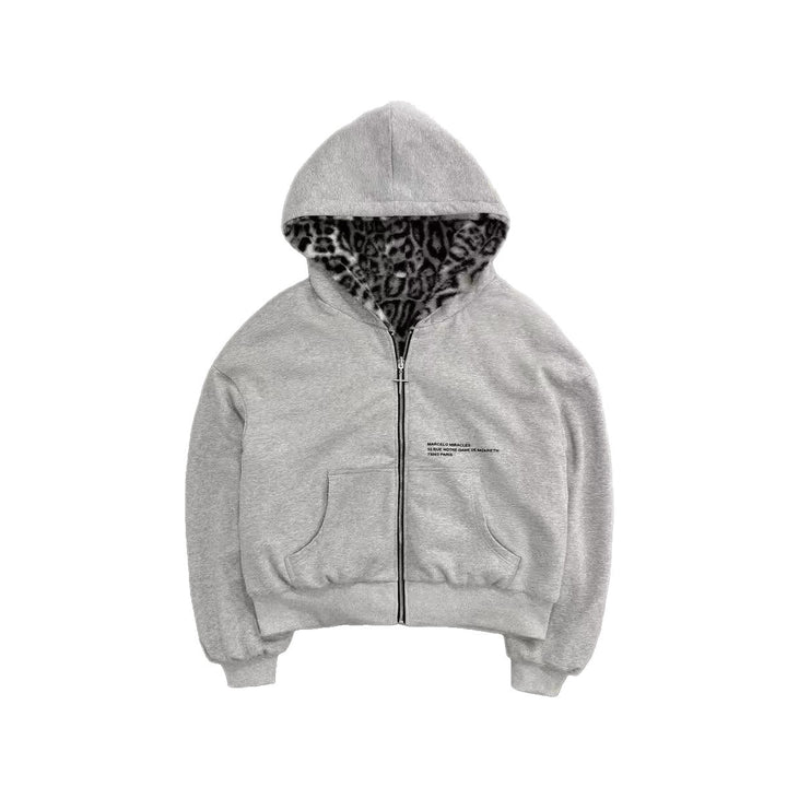 Unisex nan gefütterte Kapuzenjacke kurz geschnitten mit Kreuz-Reißverschluss Drune